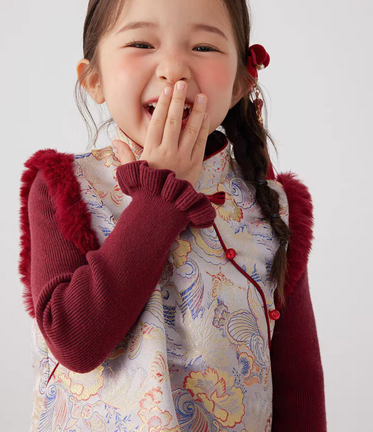 新年童裝 浮云朝露唐裝外套/旗袍背心裙 90-150cm 男童款/女童款 新年中式華服唐裝 新春馬年 2026年 AAA