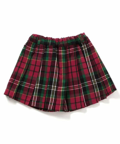 日本童裝 BREEZE 格仔百褶裙褲 80-140cm 女童款 冬季  SKIRTS PANTS Christmas 聖誕快樂特輯 聖誕服裝/飾物配件 聖誕紅/新年紅