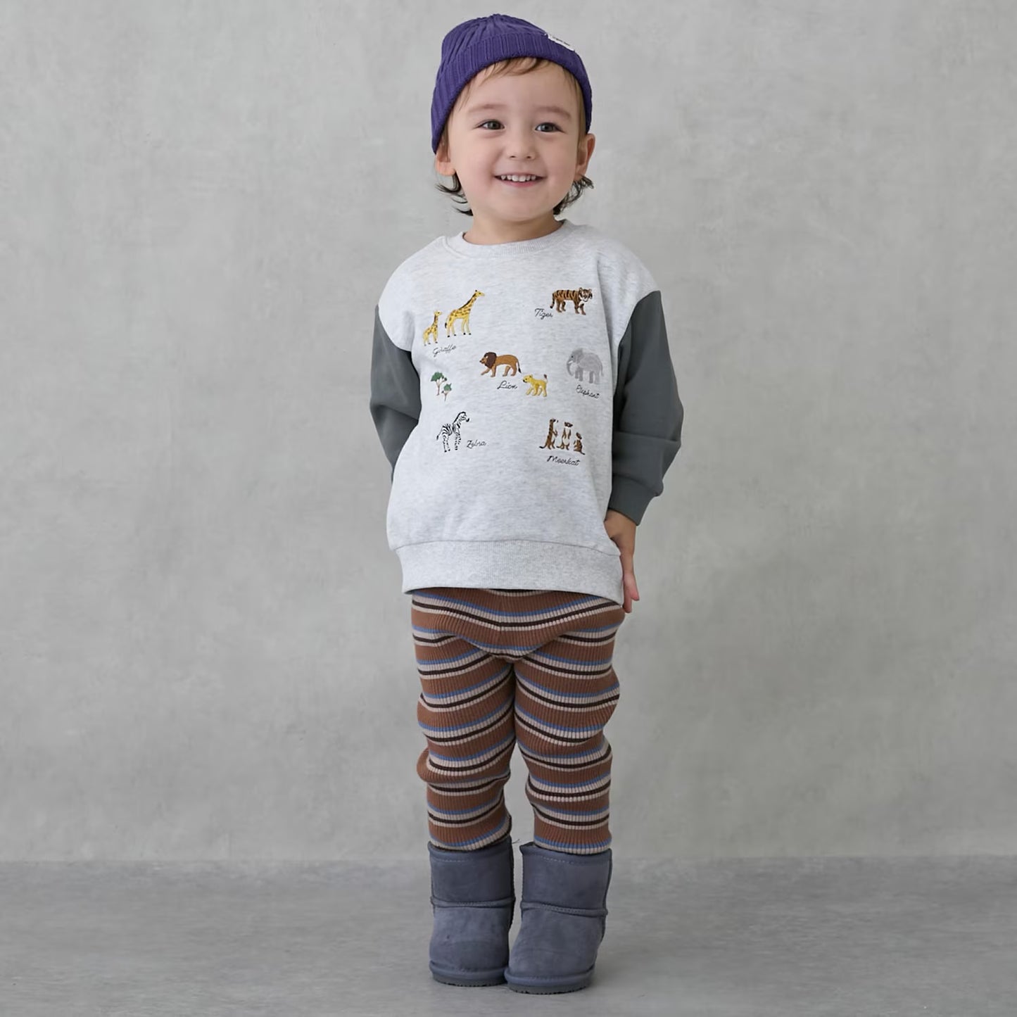 日本童裝 pe#main 動物刺繡衛衣 80-120cm 男童款 冬季 TOPS