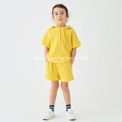 Japanese children's clothing mini#ML waffle hooded top 90-140cm boys/girls summer TOPS 