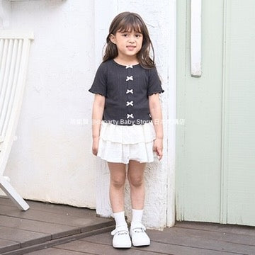 Japanese children's clothing Ly# mine bow top 100-150cm girls summer TOPS 