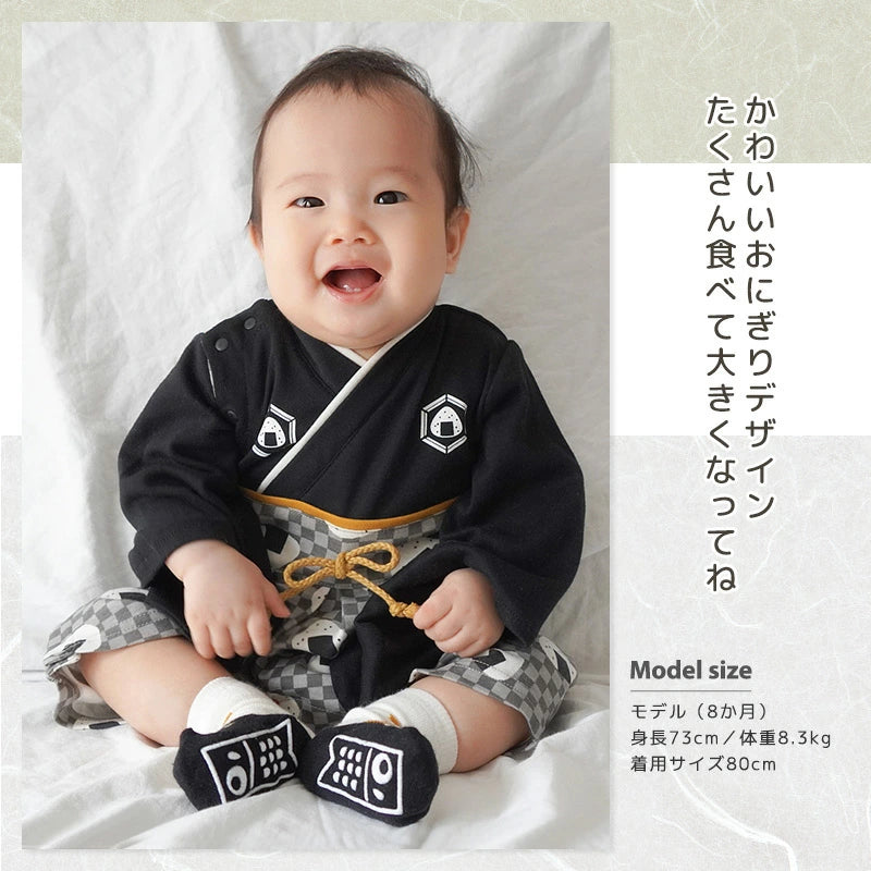 日本童裝 新年袴＋襪一套 日本和服 70-90cm 初生嬰兒 男童款 新年行運發財特輯 Happy New Year 馬年