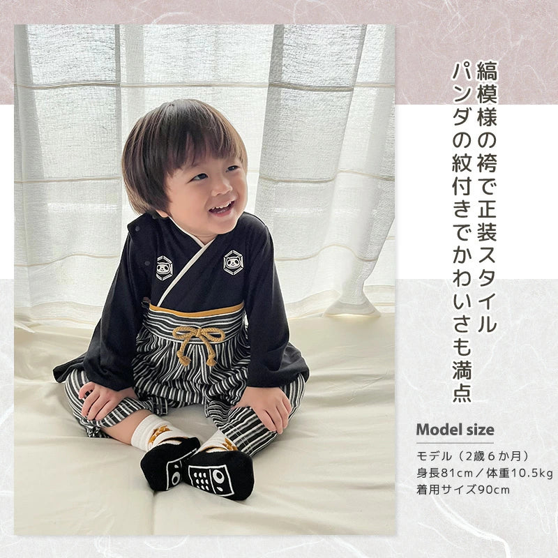 日本童裝 新年袴＋襪一套 日本和服 70-90cm 初生嬰兒 男童款 新年行運發財特輯 Happy New Year 馬年