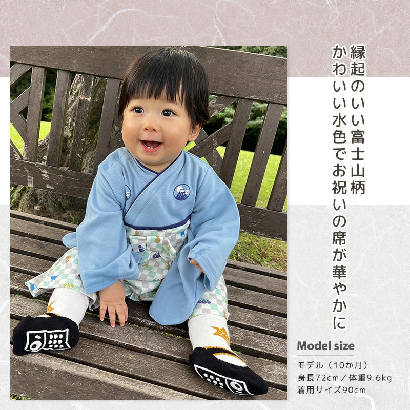 日本童裝 新年袴＋襪一套 日本和服 70-90cm 初生嬰兒 男童款 新年行運發財特輯 Happy New Year 馬年