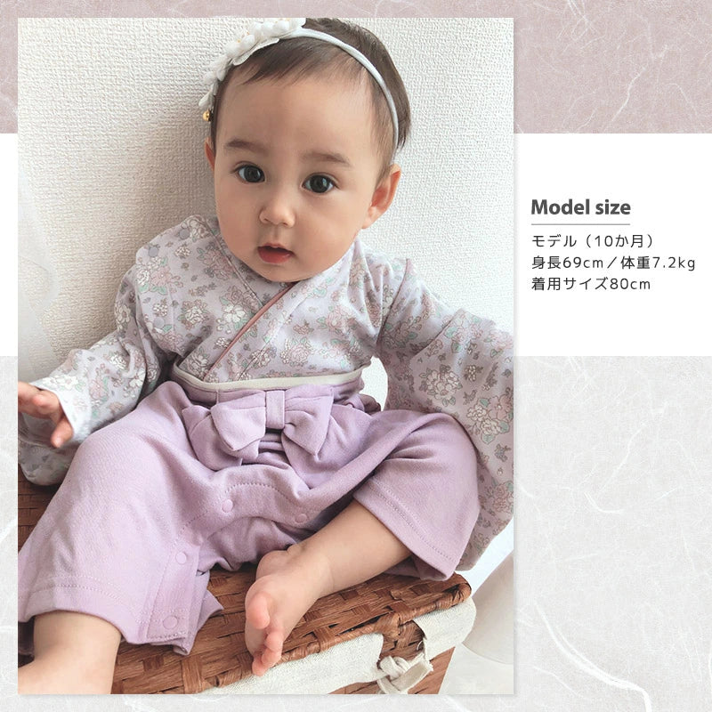 日本童裝 新年袴＋襪一套 日本和服 70-90cm 初生嬰兒 女童款 新年行運發財特輯 Happy New Year 馬年