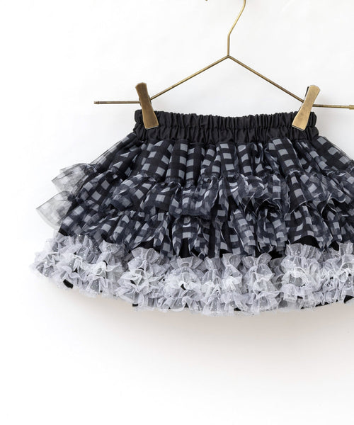 日本童裝 panpantutu BB格子黑色芭蕾舞tutu裙 70-140cm 女童款 初生嬰兒 夏季 SKIRTS