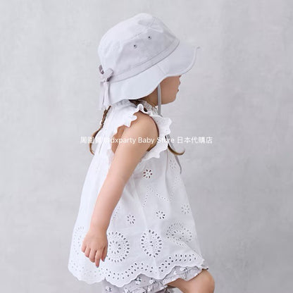 Japanese children's clothing pe#main lace hollow top 80-130cm girls summer TOPS 