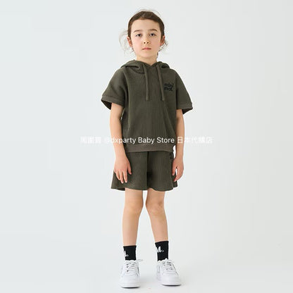 Japanese children's clothing mini#ML waffle shorts 90-140cm boys/girls summer PANTS 