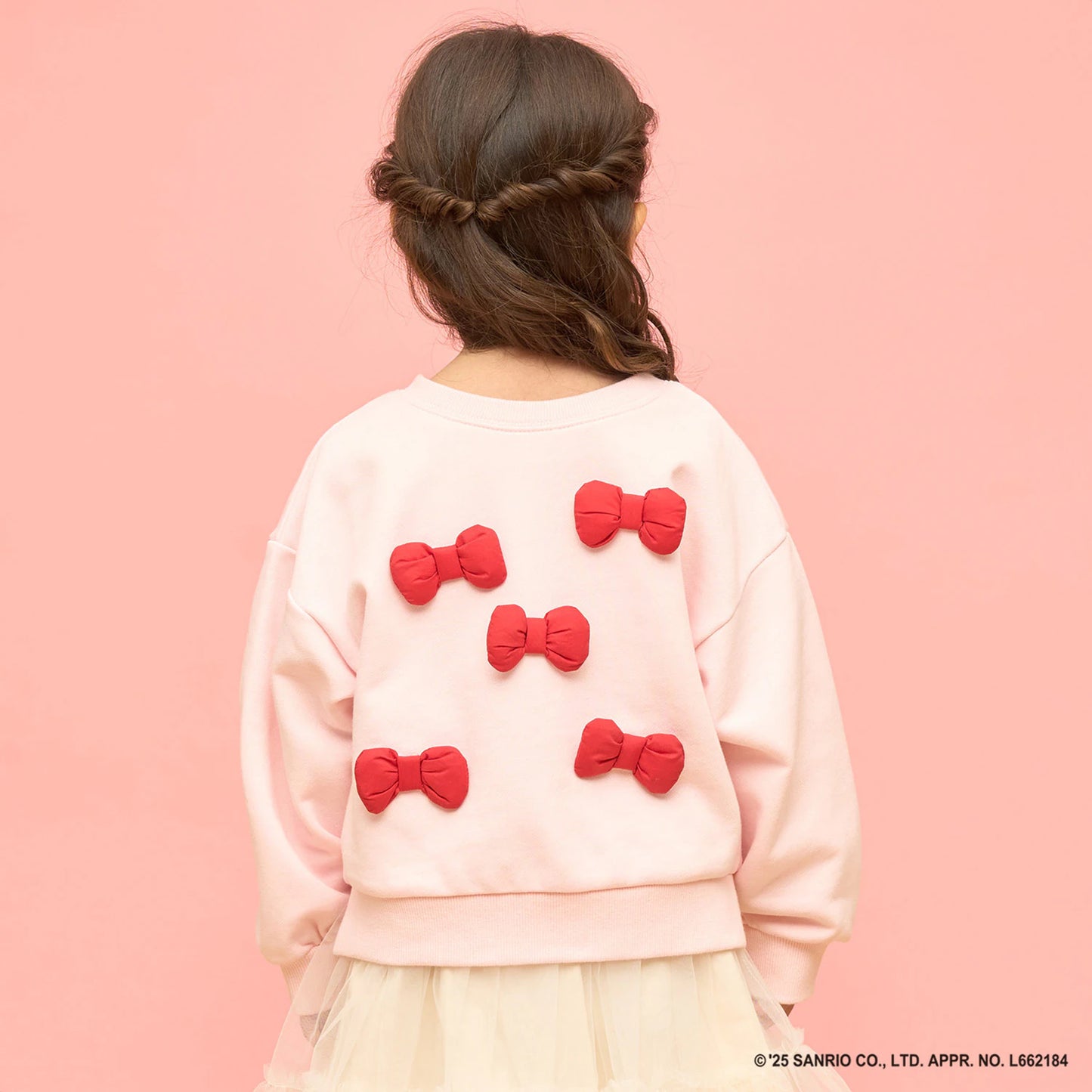 日本童裝 Ly# mine x Sanrio 速乾系列 2Way 前後兩著 Hello Kitty 3D絲帶衛衣 100-140cm 女童款 冬季 TOPS