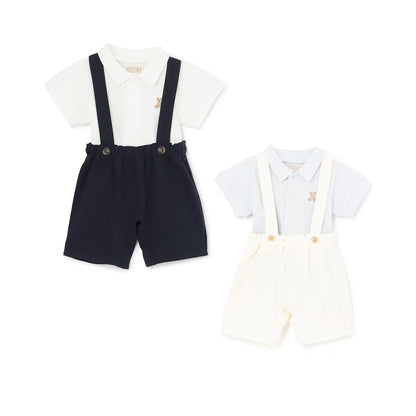 日本童裝 pe#main polo連衣及吊帶褲套裝 70-80cm 男童款 初生嬰兒 夏季 Jumpsuit PANTS