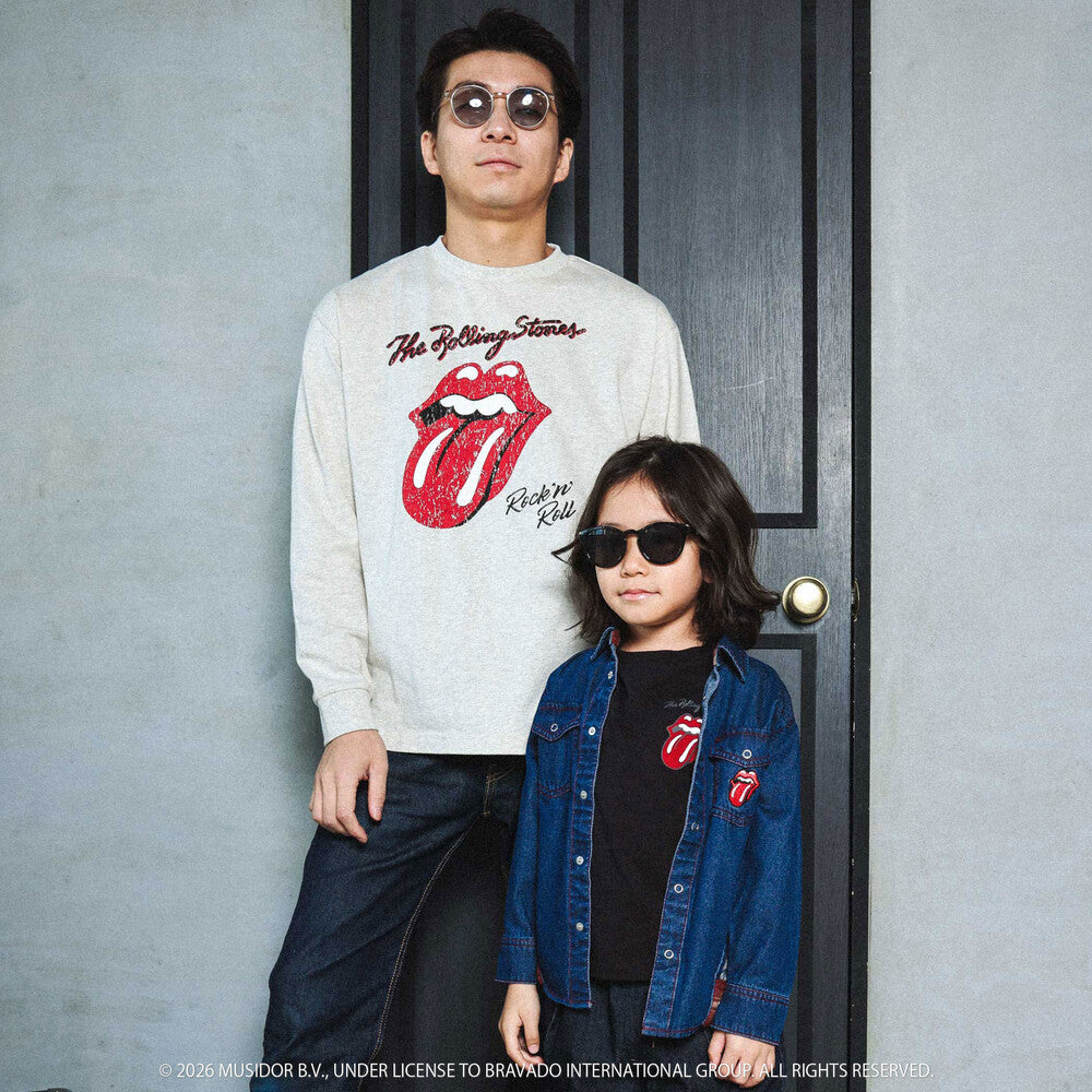 日本童裝 Slap Slip x The Rolling Stones 前後印花長袖上衣 Free Size 大人款 秋季 TOPS 其他品牌童裝