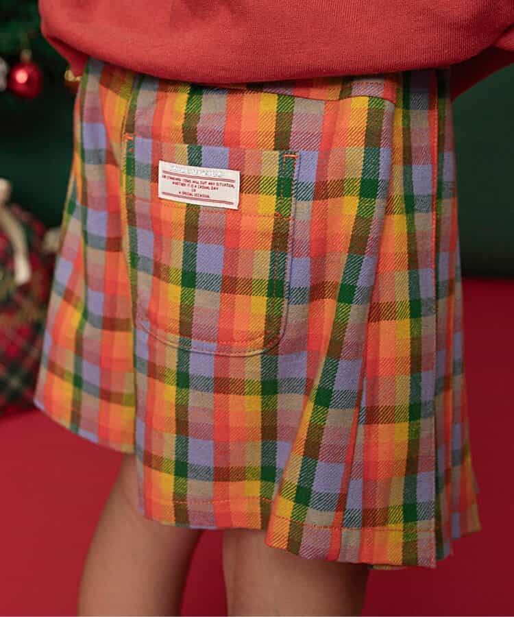 日本童裝 BREEZE 格仔百褶裙褲 80-140cm 女童款 冬季  SKIRTS PANTS Christmas 聖誕快樂特輯 聖誕服裝/飾物配件 聖誕紅/新年紅
