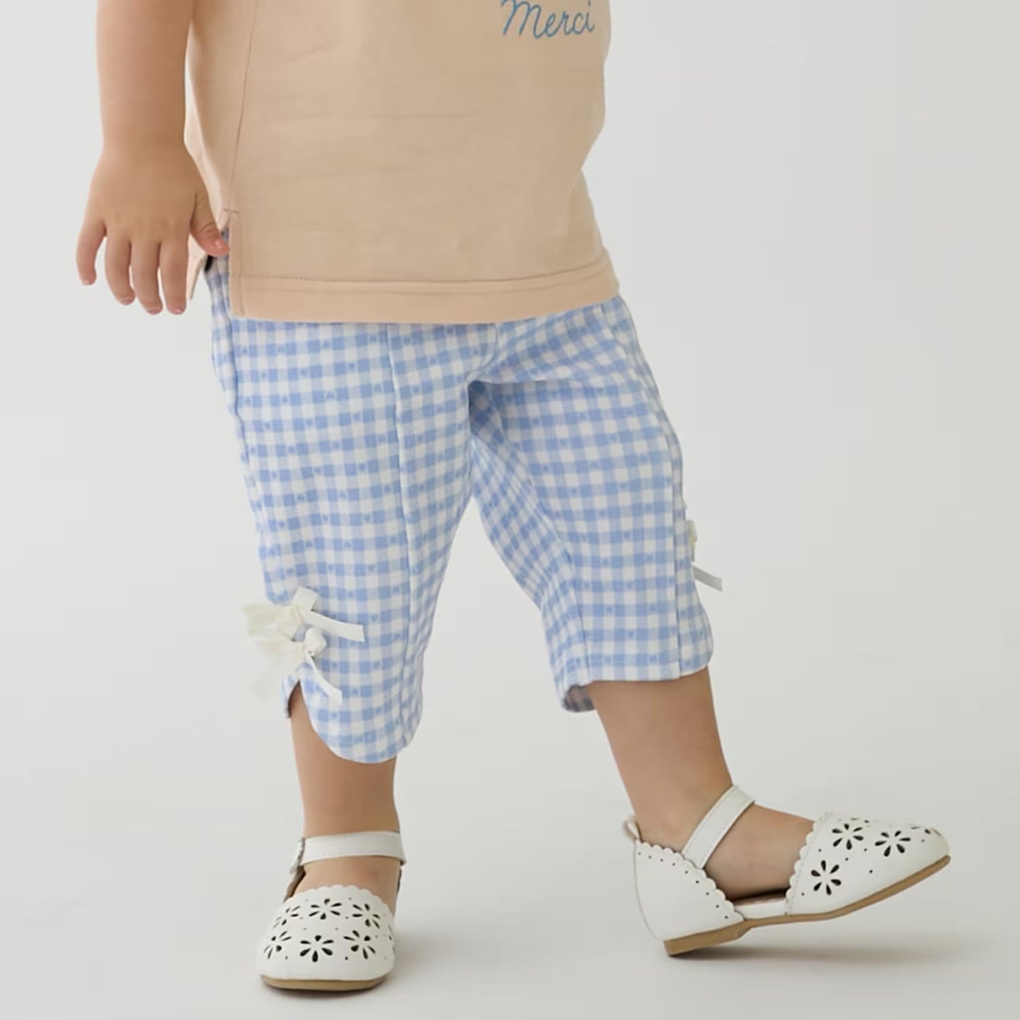 日本童裝 pe#main 防污系列 七分長蝴蝶結短褲 80-130cm 女童款 夏季 PANTS