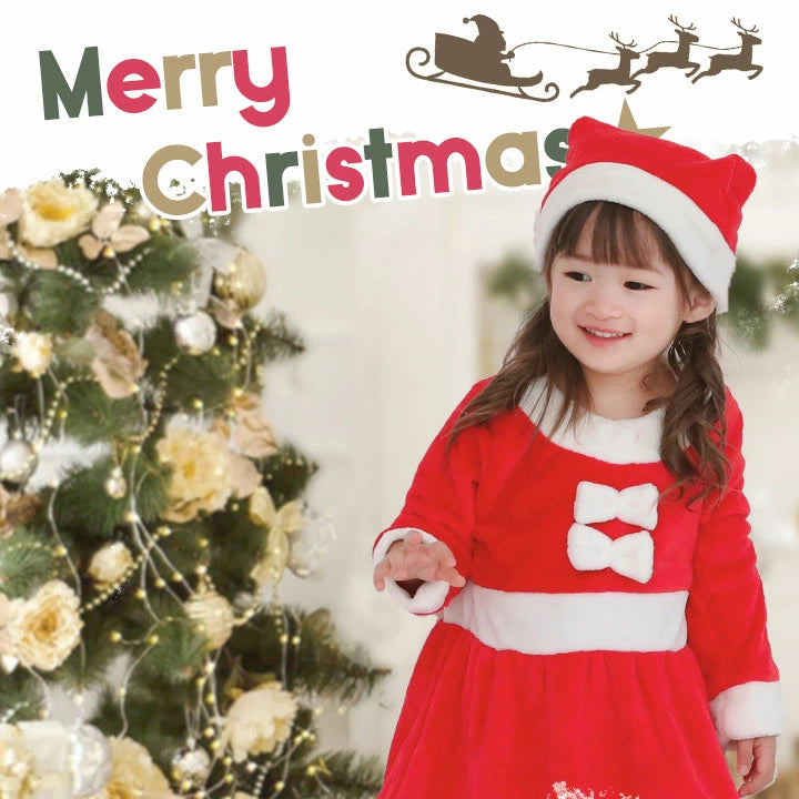 日本童裝 聖誕老人連身裙 80-140cm 女童款 初生嬰兒 Christmas 聖誕快樂特輯 聖誕服裝/飾物配件
