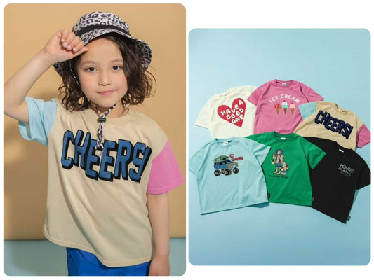 Japanese children's clothing BREEZE quick-drying series printed short-sleeved tops 80-150cm boys'/girls' summer TOPS 