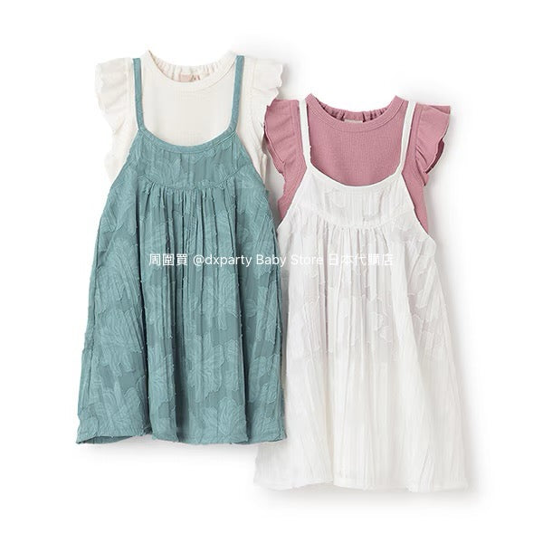 Japanese children's clothing pe#main top and suspender skirt set 80-130cm girls summer dress tops 