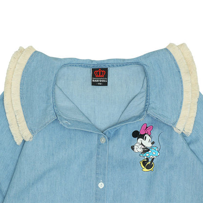 Japanese BDL x Disney Minnie Mouse Denim Shirt Dress 90-140cm Girls Summer Dresses 