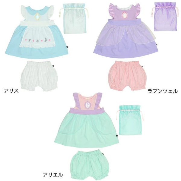 日本童裝 BDL x Disney 公主三件套裝 70-80cm 女童款 初生嬰兒 夏季 TOPS PANTS
