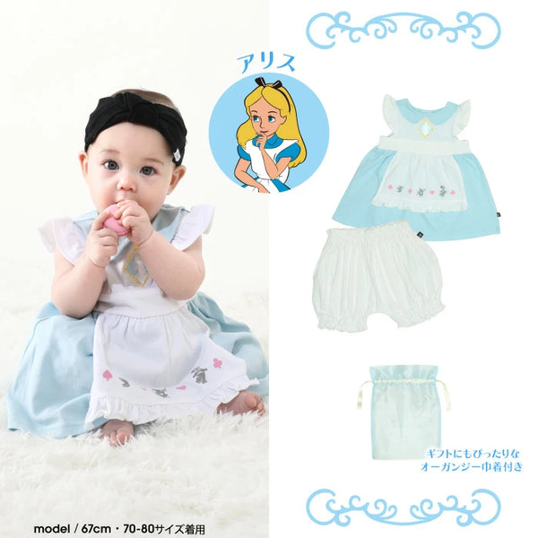 日本童裝 BDL x Disney 公主三件套裝 70-80cm 女童款 初生嬰兒 夏季 TOPS PANTS