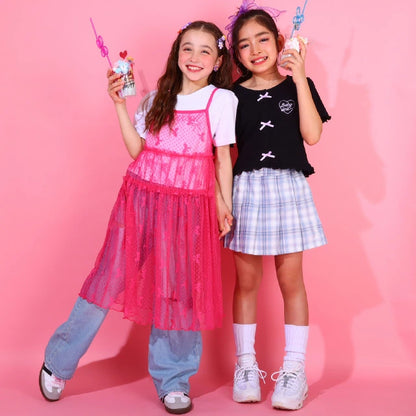 Japanese children's clothing BDL suspender mesh skirt top two-piece set 90-140cm girls summer TOPS DRESSES 