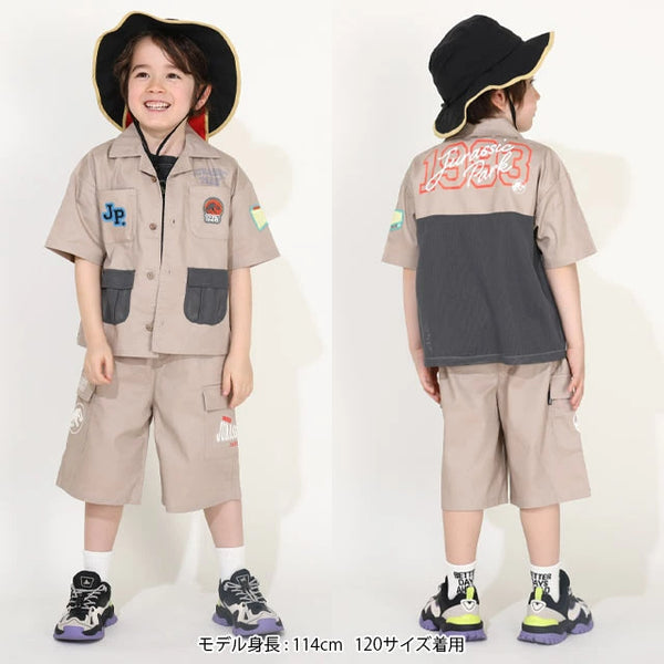 日本童裝 BDL x JURASSIC WORLD 侏羅紀公園徽章山系襯衫 90-130cm 男童款 夏季 TOPS