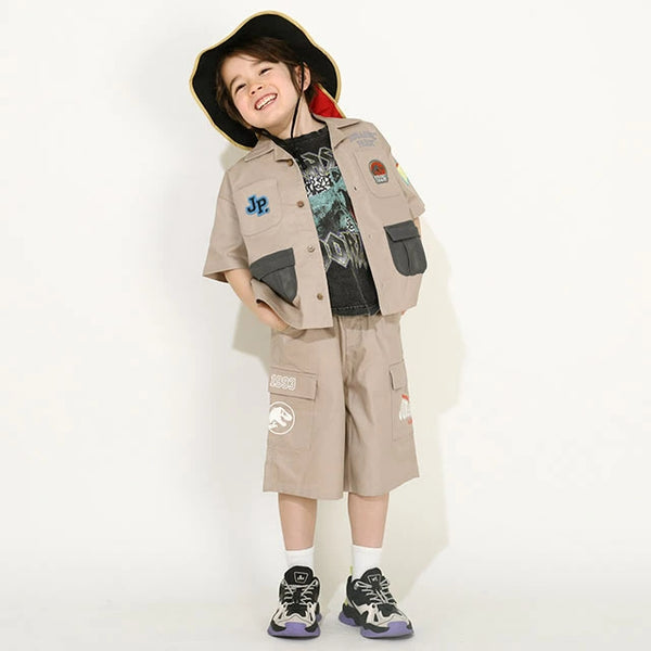 日本童裝 BDL x JURASSIC WORLD 侏羅紀公園徽章山系襯衫 90-130cm 男童款 夏季 TOPS