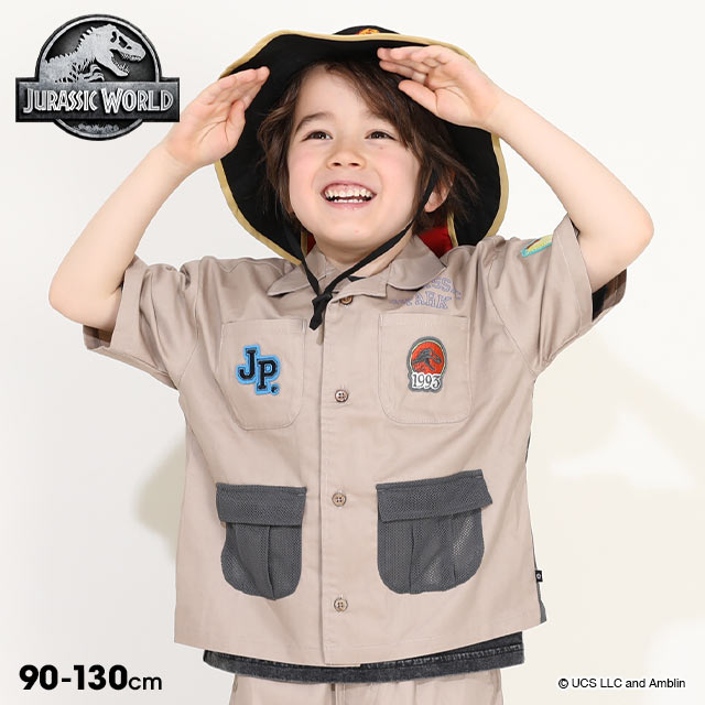 日本童裝 BDL x JURASSIC WORLD 侏羅紀公園徽章山系襯衫 90-130cm 男童款 夏季 TOPS