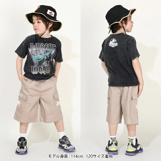 Japanese BDL x JURASSIC WORLD Parent-child Jurassic Park Print Top 90-140cm Boys Summer TOPS 