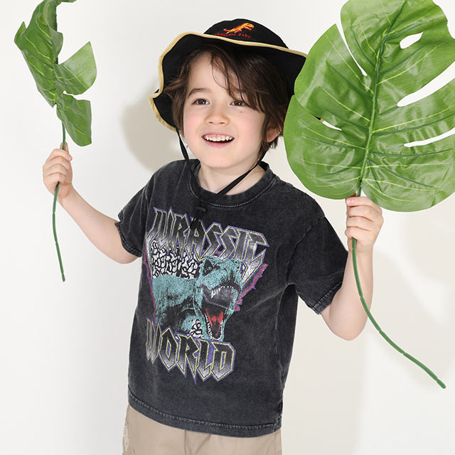 Japanese BDL x JURASSIC WORLD Parent-child Jurassic Park Print Top 90-140cm Boys Summer TOPS 