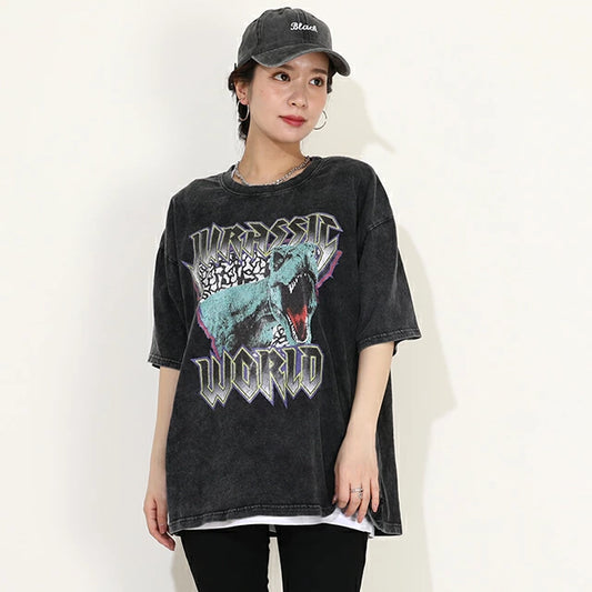 Japanese BDL x JURASSIC WORLD Parent-child Jurassic Park Print Tops (M-XL Adult Summer TOPS) 