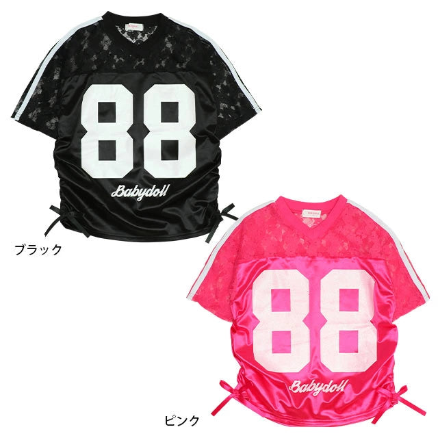 Japanese children's clothing BDL lace basketball style top 90-140cm girls summer TOPS 