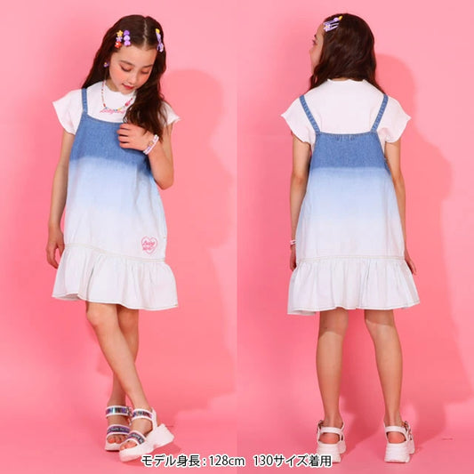 Japanese children's clothing BDL suspender denim skirt top two-piece set 90-140cm girls summer TOPS DRESSES 
