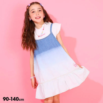 Japanese children's clothing BDL suspender denim skirt top two-piece set 90-140cm girls summer TOPS DRESSES 