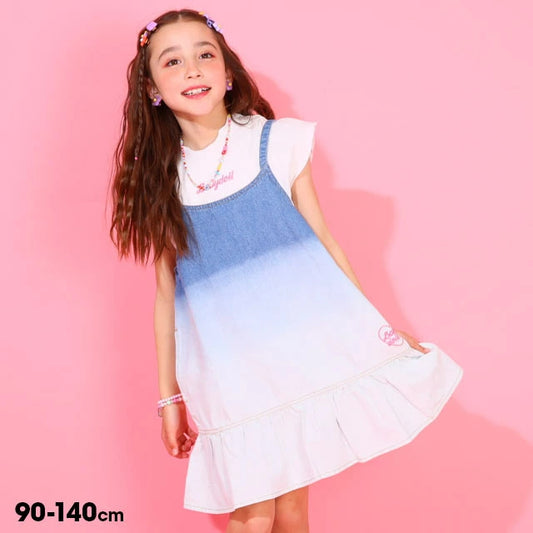 Japanese children's clothing BDL suspender denim skirt top two-piece set 90-140cm girls summer TOPS DRESSES 