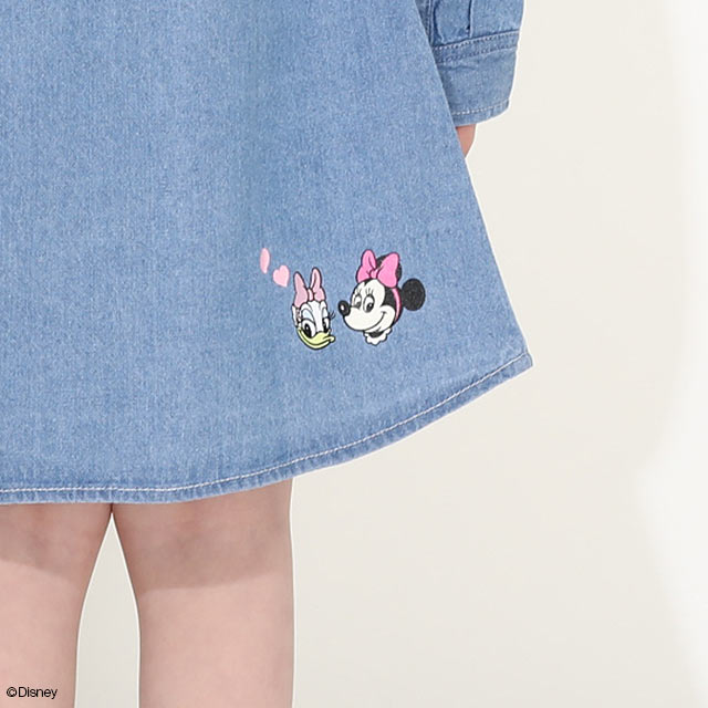 Japanese BDL x Disney Minnie Mouse Denim Shirt Dress (90-130cm) for Girls Summer 