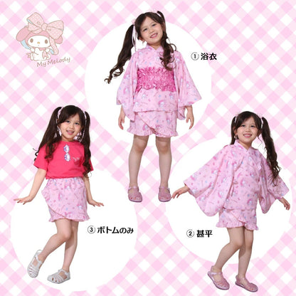 BDL x Sanrio Yukata (Japanese Kimono) 90-140cm for Girls Summer TOPS PANTS (Japanese Summer Festival Special) 