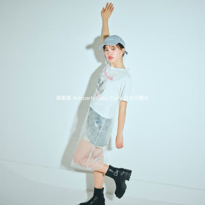 Lovetoxic Japanese children's clothing contact cool chiffon stitching long top 140-160cm girls summer TOPS 