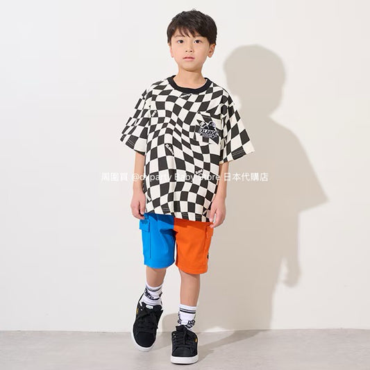 Japanese children's clothing XLARGE KIDS twisted plaid top 80-140cm boys' summer TOPS 