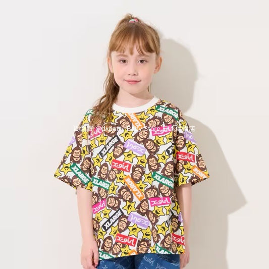Japanese children's clothing X-girl Stages gorilla print top 80-140cm girls summer TOPS 