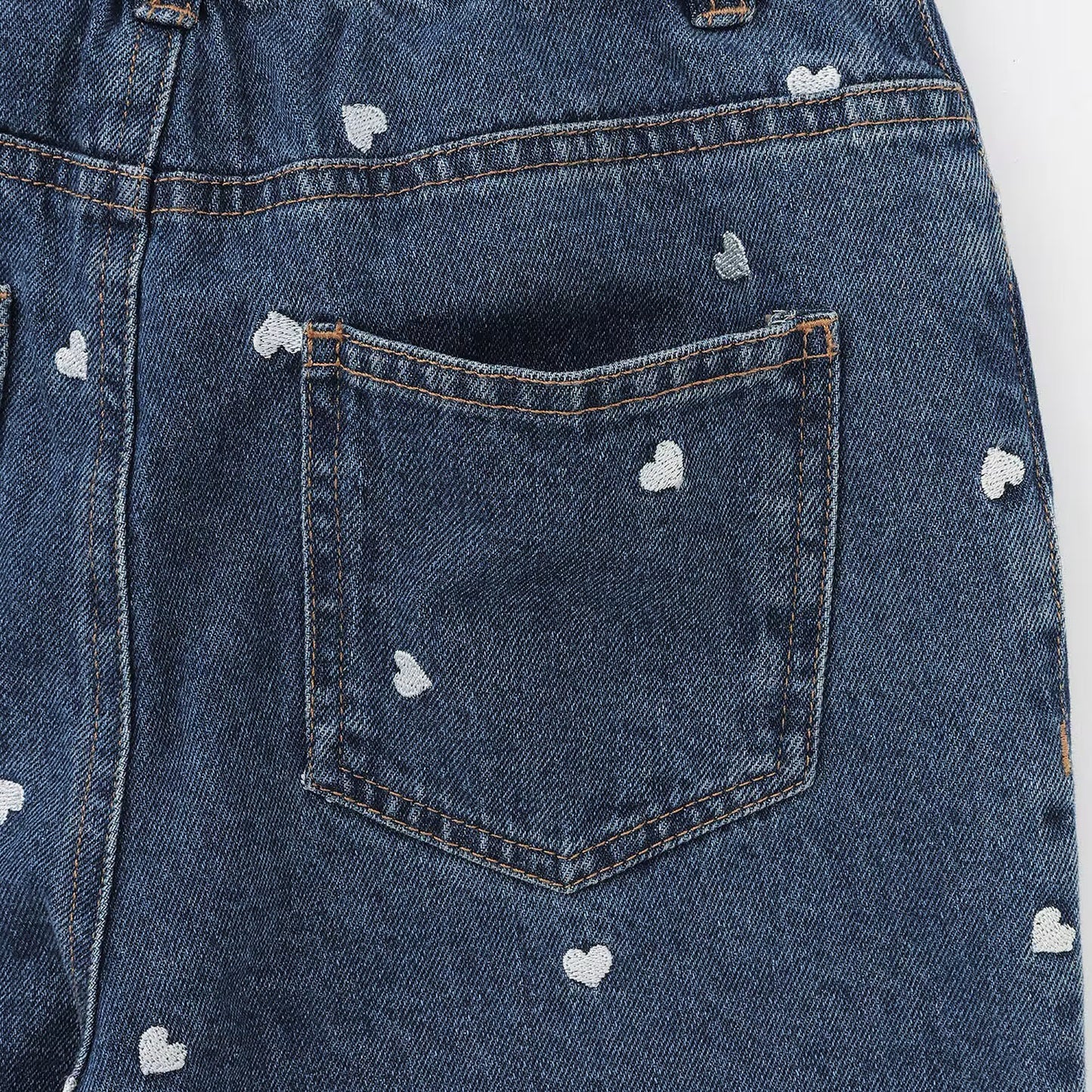 日本童裝 Ly# mine 愛心刺繡印花牛仔褲 100-140cm 女童款 夏季 PANTS