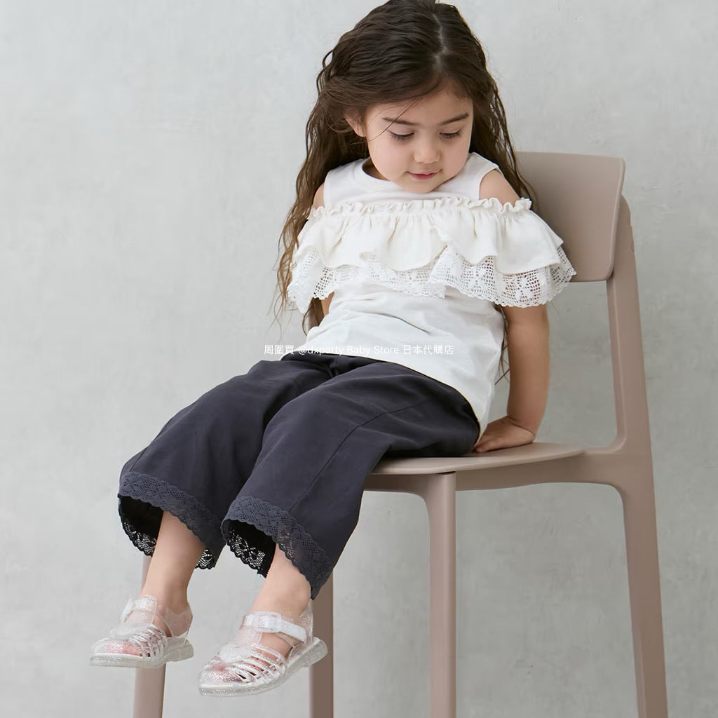 Japanese children's clothing pe#main lace wide-leg pants 80-130cm girls summer PANTS 