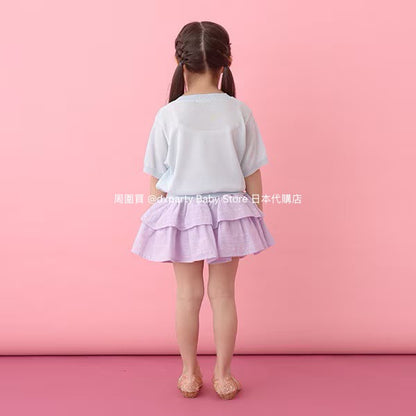 Japanese children's clothing Ly# mine bow print top 110-140cm girls summer TOPS 