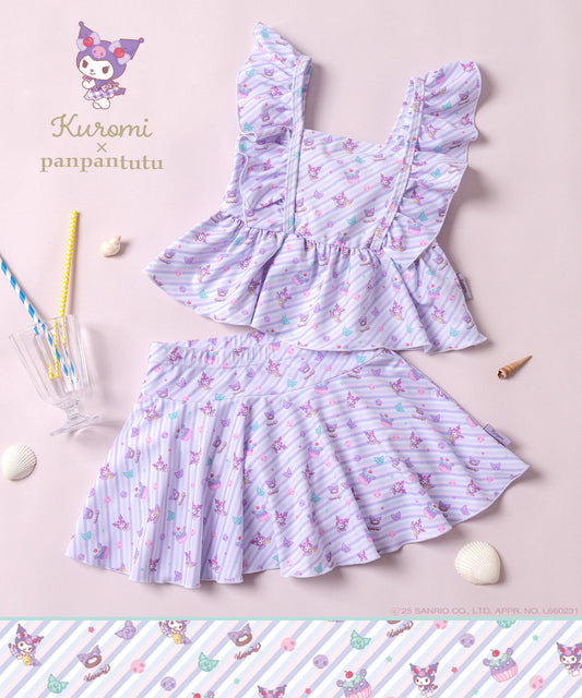 Japanese children's clothing panpantutu x Sanrio Kuromi UV protection two-piece swimsuit set 95-130cm girls summer swimsuit special edition 