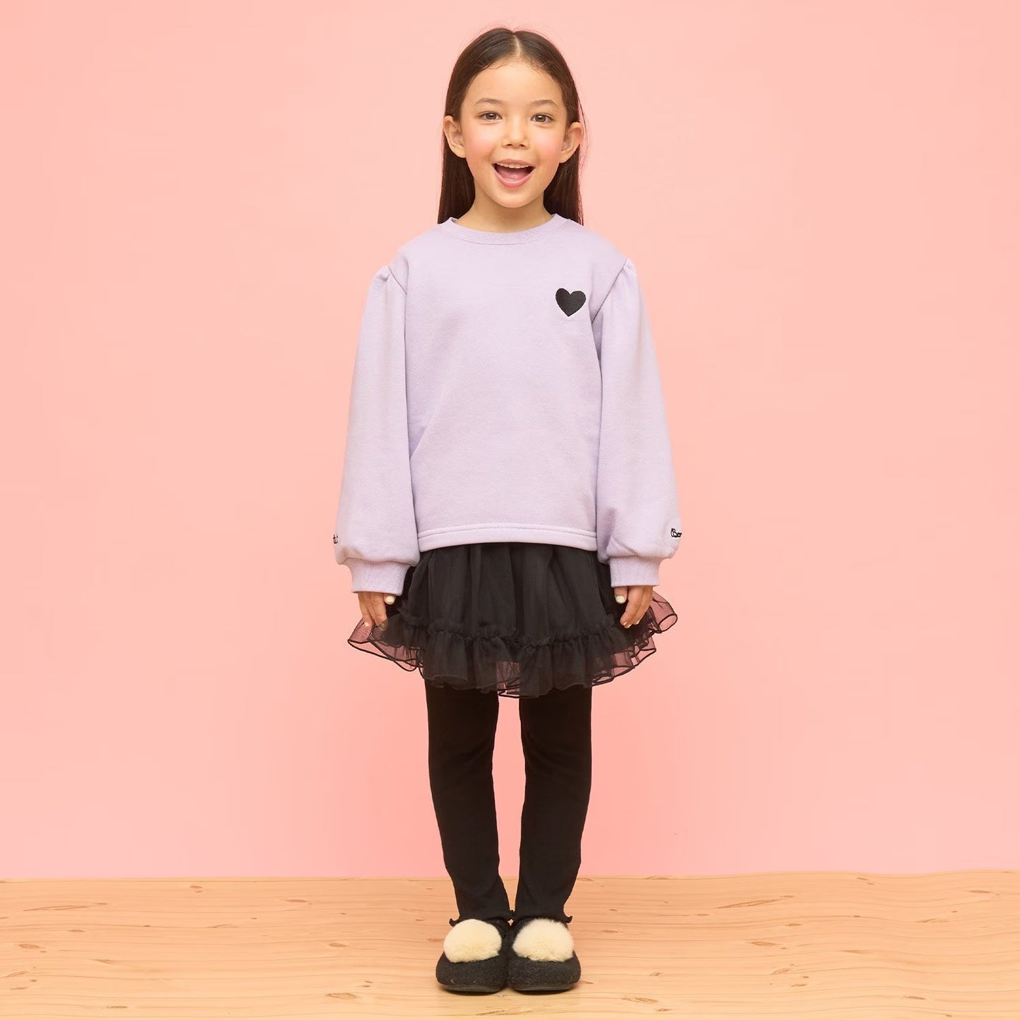 日本童裝 Ly# mine 速乾系列 心心刺繡衛衣 100-150cm 女童款 冬季 TOPS