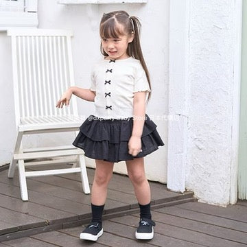 Japanese children's clothing Ly# mine bow top 100-150cm girls summer TOPS 