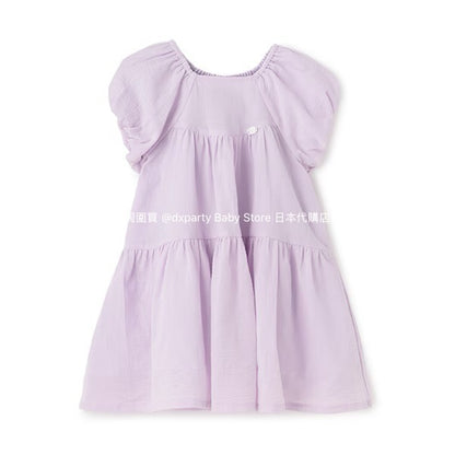 Japanese children's clothing pe#main cool-to-touch, quick-drying lantern-sleeve dress (80-130cm) for girls (summer dresses) 