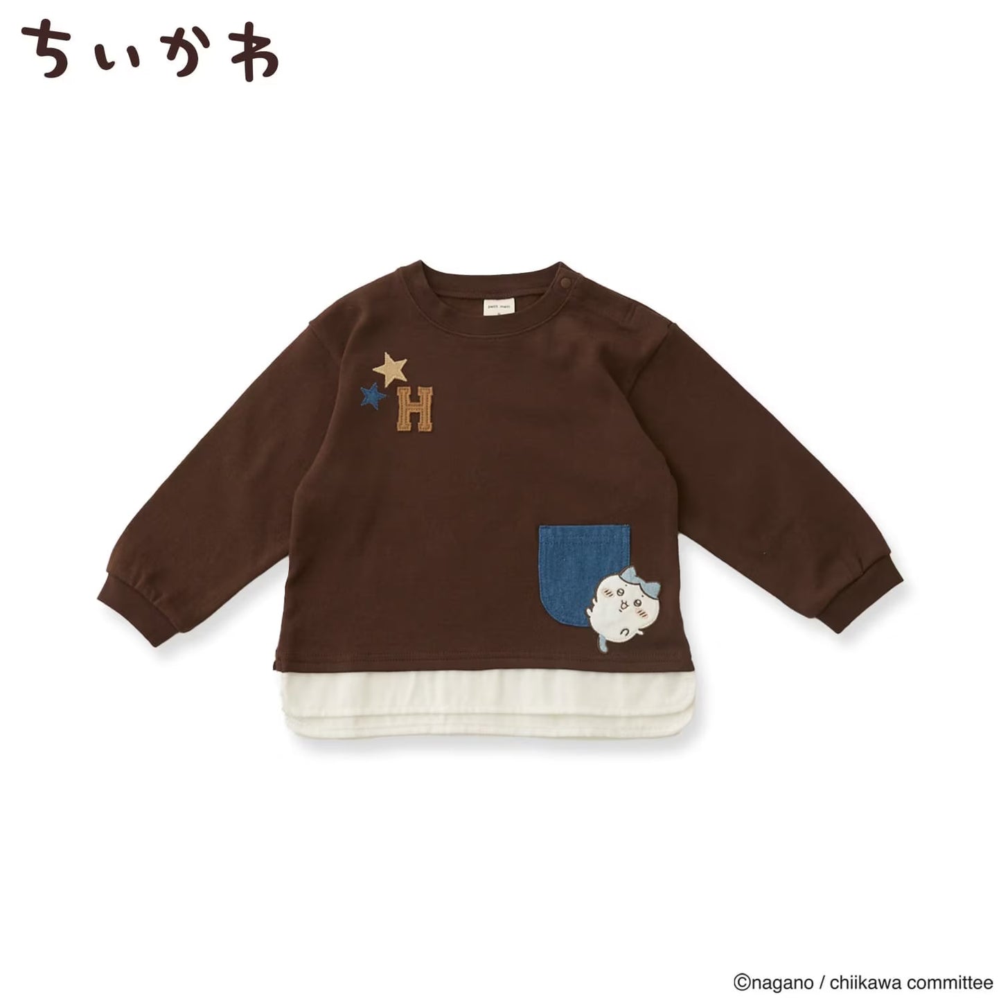 日本童裝 pe#main x【Chiikawa】假兩件衛衣 80-130cm 男童款 初生嬰兒 夏季 TOPS