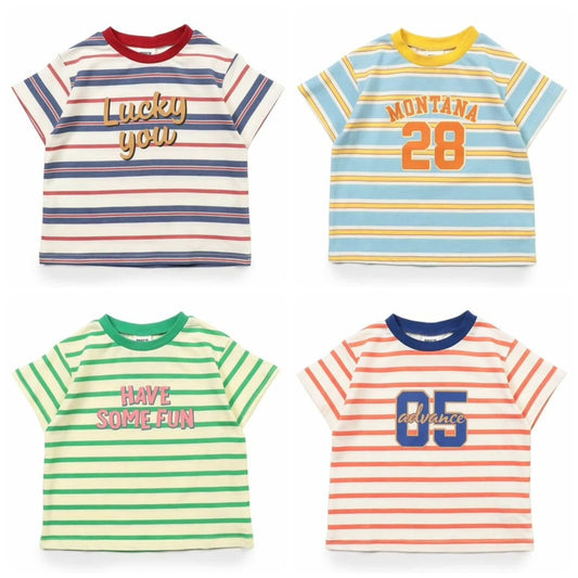 Japanese children's clothing BREEZE striped print top 80-140cm boys/girls summer TOPS 