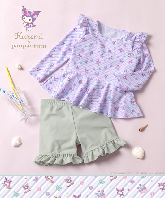 Japanese children's clothing panpantutu x Sanrio Kuromi UV protection two-piece swimsuit set 95-130cm girls summer swimsuit special edition 