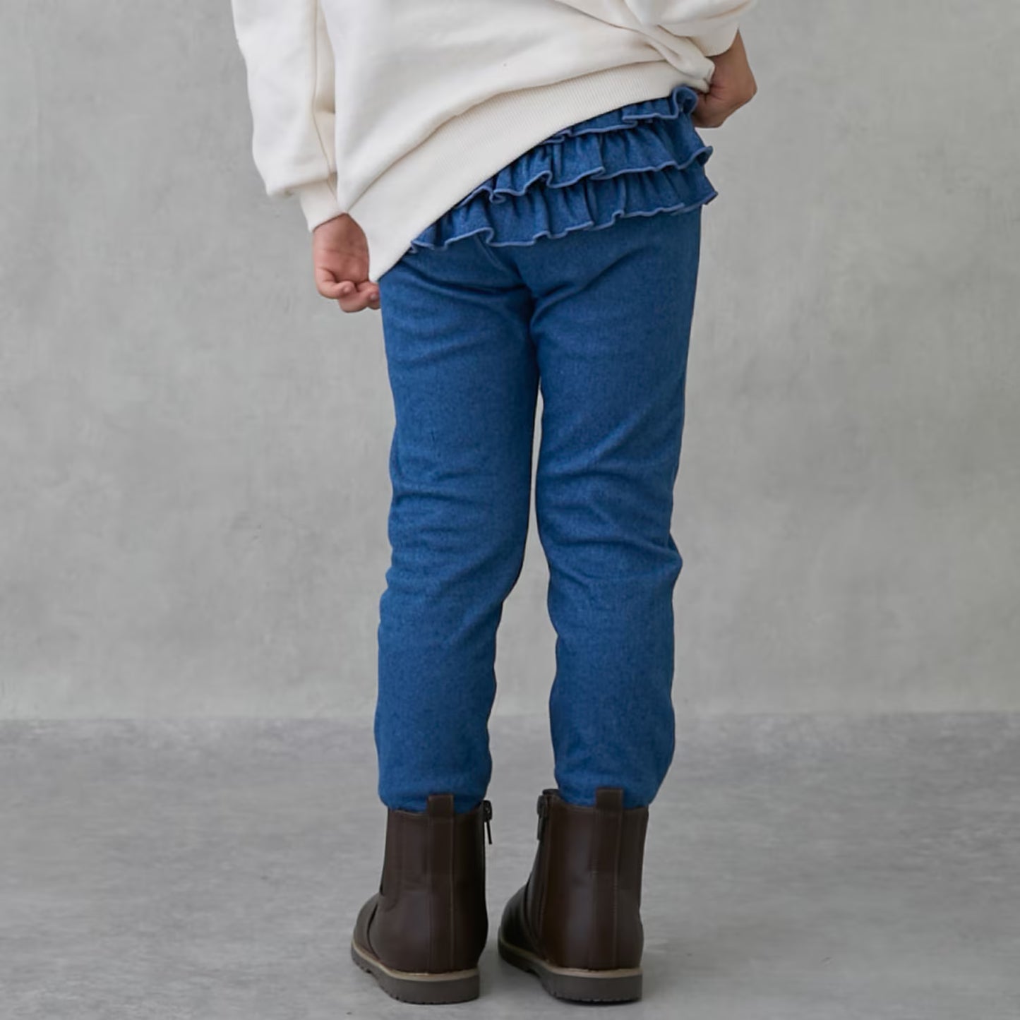 日本童裝 pe#main 抓毛荷葉邊緊身褲 80-120cm 女童款 冬季 PANTS